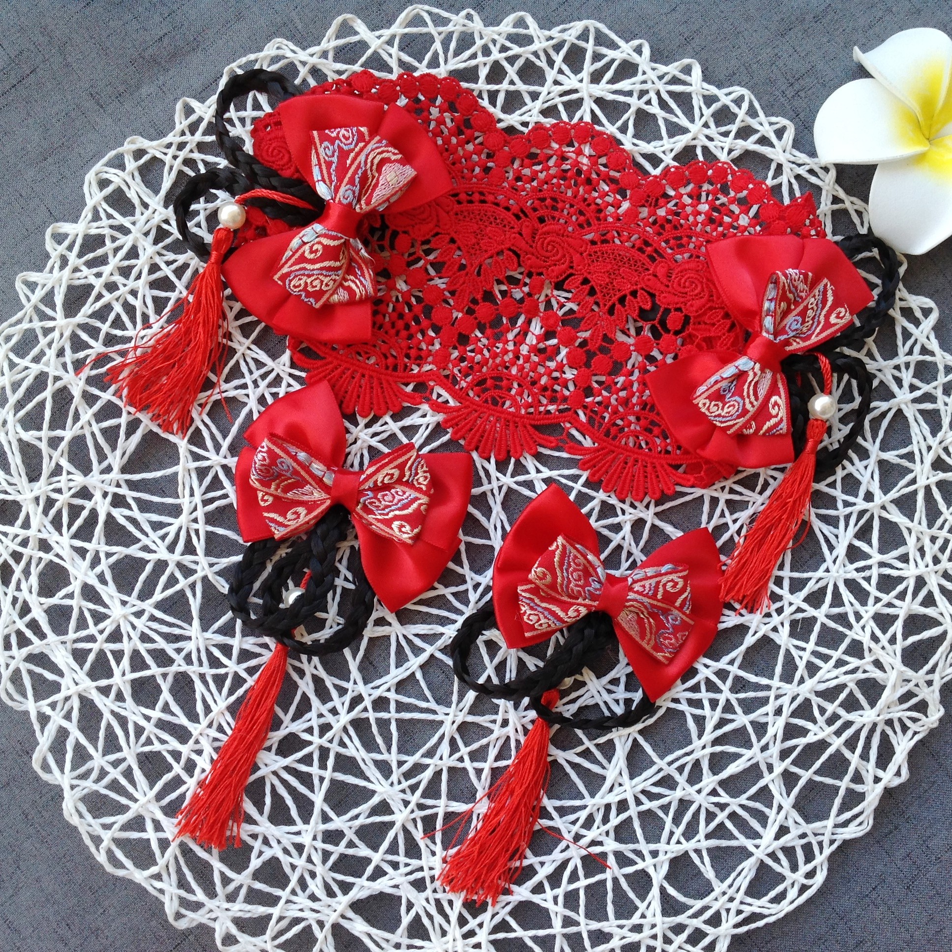 婴儿护卤门假发发带蝴蝶结发箍女宝宝过年发饰儿童头饰百天周岁