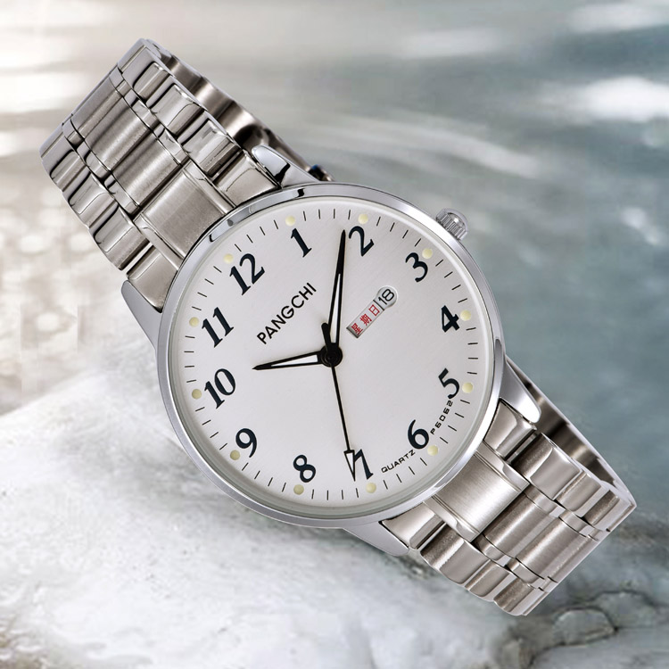 夜光休闲风石英机芯情侣表