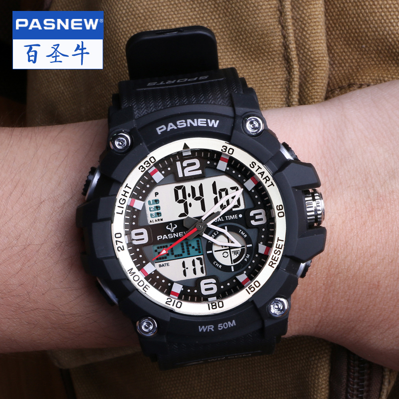 百圣牛男士户外运动风闹铃学生表