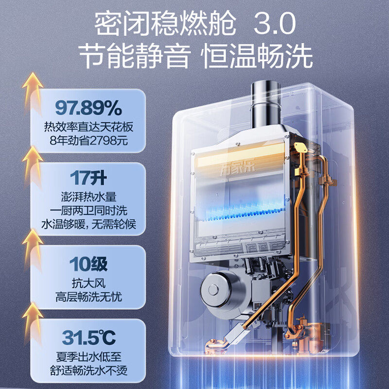 万家乐燃气热水器G6RPO增压零冷水天然气家用洗澡速热16升【多】