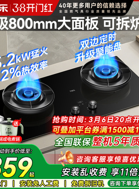 万家乐小鲸喜燃气灶家用煤气灶嵌入式炉灶天然气灶具C8T5/C9R1