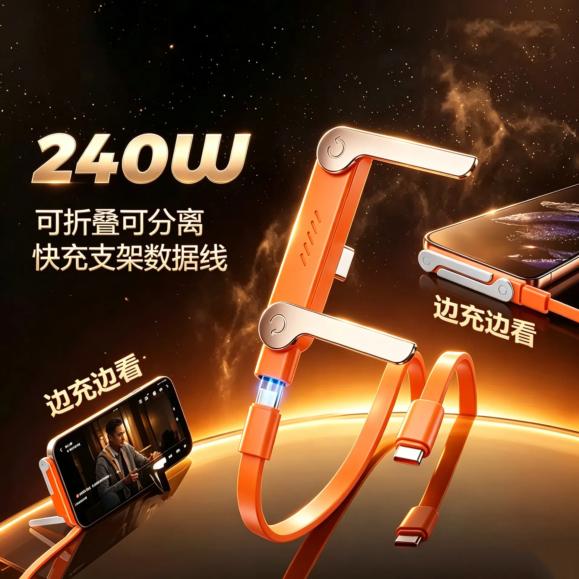 240W快充手游转接头可拆卸CC口