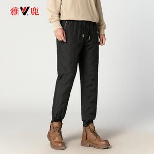 雅鹿羽绒裤男外穿中老年保暖白鸭绒休闲裤户外防风加厚棉裤修身潮