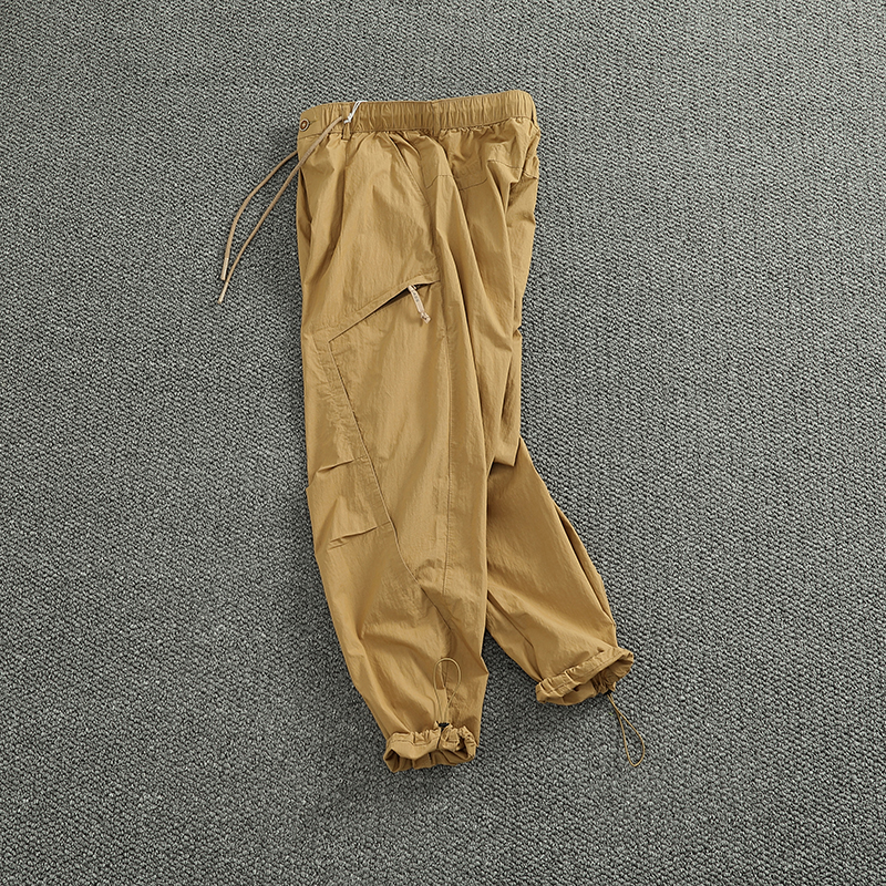 裤脚可调节抽绳工装裤男夏季薄款