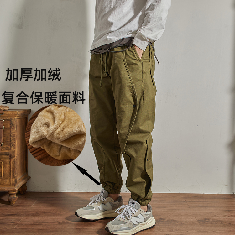 加绒美式重磅秋冬款工装裤子男