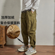 重磅秋冬款 休闲裤 工装 加绒美式 裤 子男宽松男士 拼接纽扣哈伦束脚裤