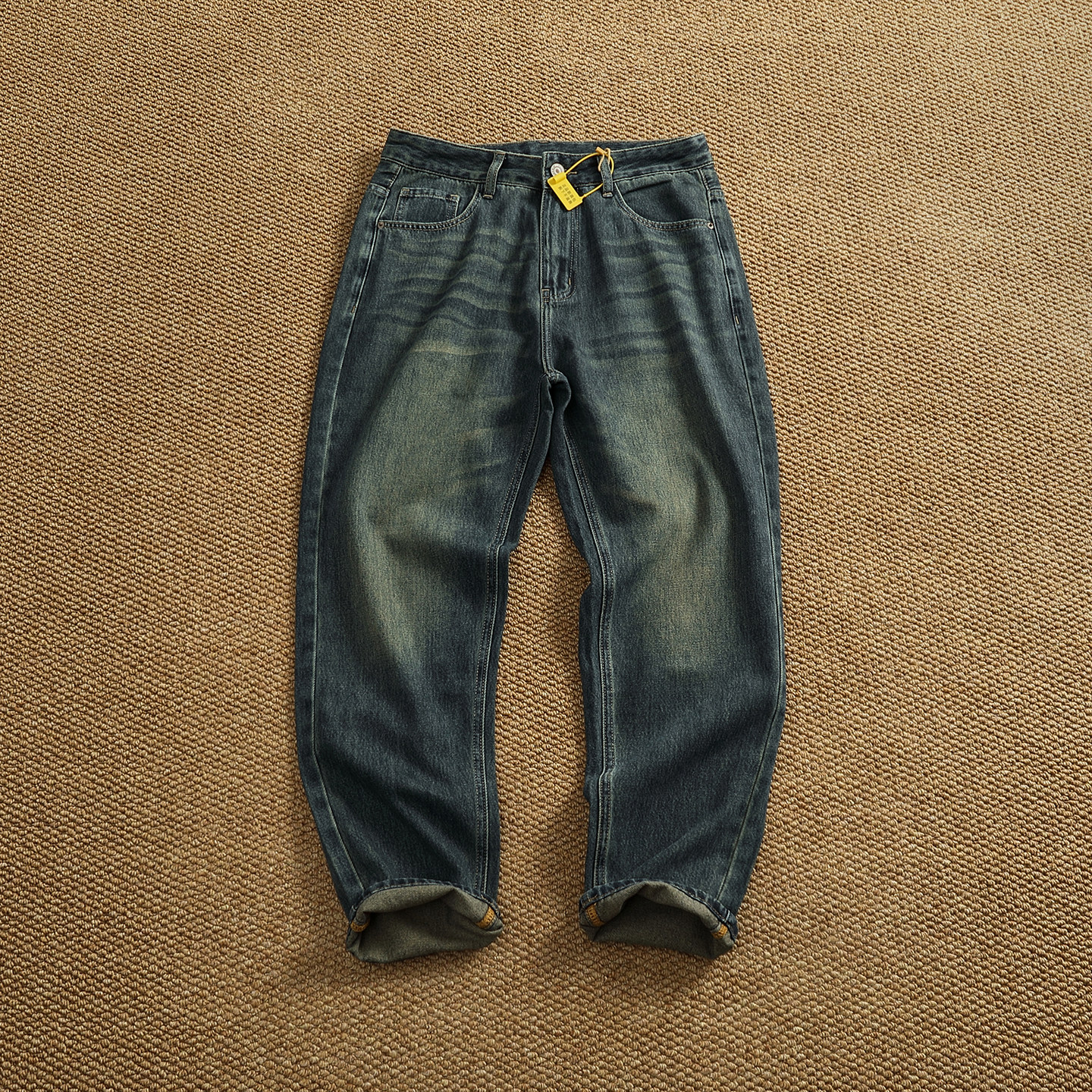 秋冬新款深色系美式休闲风微锥形牛仔裤男四季款宽松直筒简约百搭