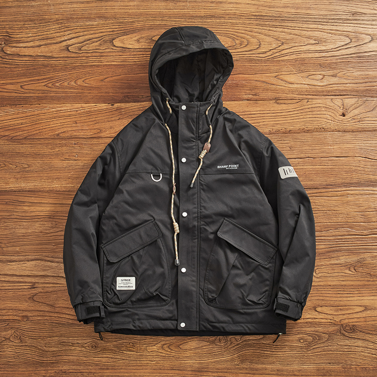 工装连帽款秋冬保暖棉服外套