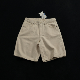 宽松直筒五分裤 男士 破洞夏季 休闲工装 潮 美式 中裤 复古做旧牛仔短裤