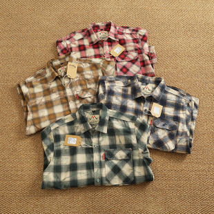 男士 格子衬衫 春季 新款 日系撞色工装 情侣中性休闲衬衣外套男装 长袖