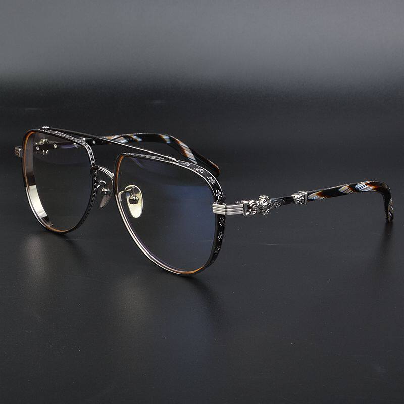 双梁潮牌百搭文艺纯钛眼镜框男个性超大脸复古眼镜架女近视防蓝光