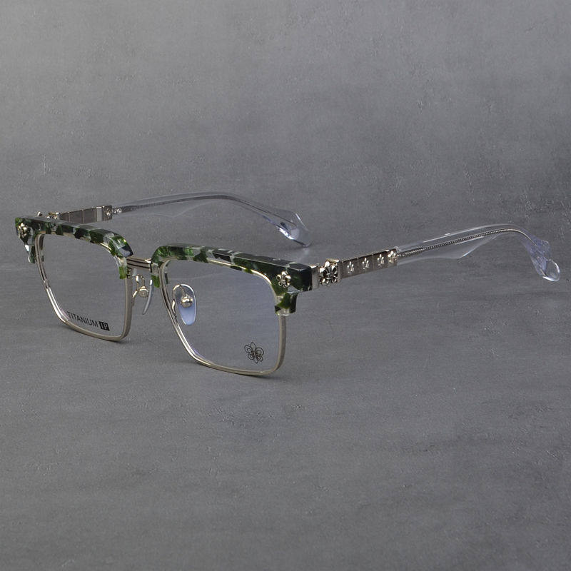 高端百搭纯钛眼镜架男半框方形近视个性复古板材眼镜框女显瘦素颜