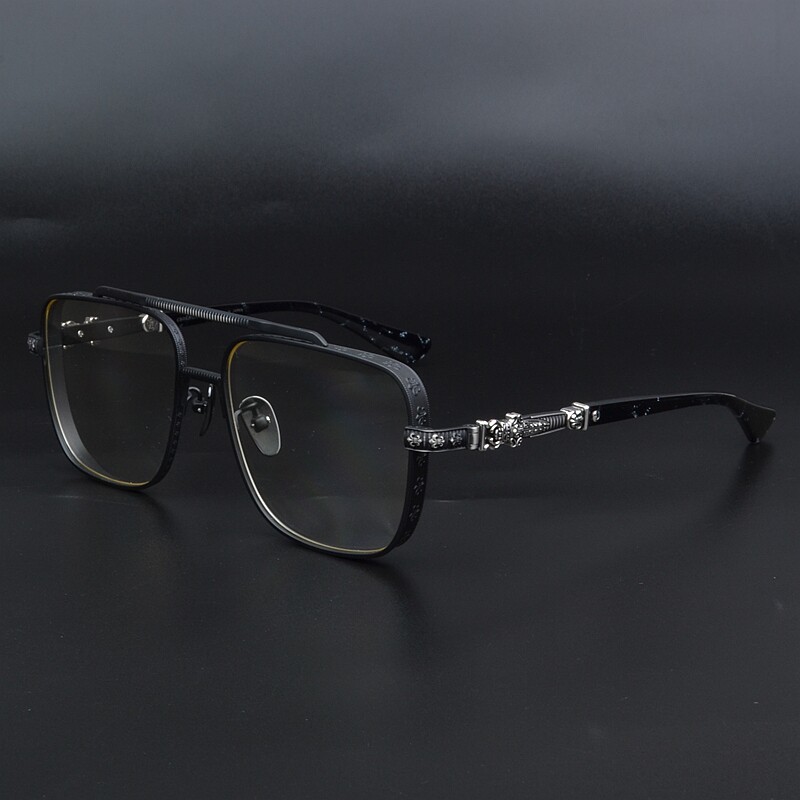 潮牌双梁纯钛百搭眼镜框男款超大脸方形个性复古眼镜架女素颜显瘦