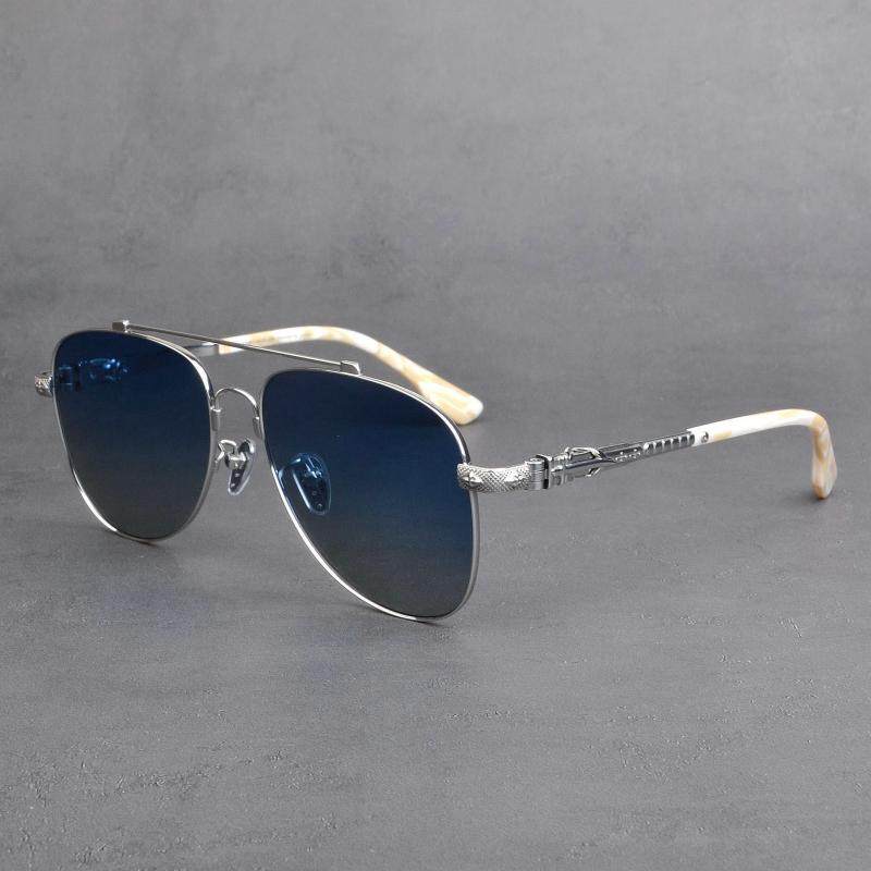 潮牌飞行员偏光太阳镜男款大脸个性复古风超轻纯钛墨镜女开车黑超