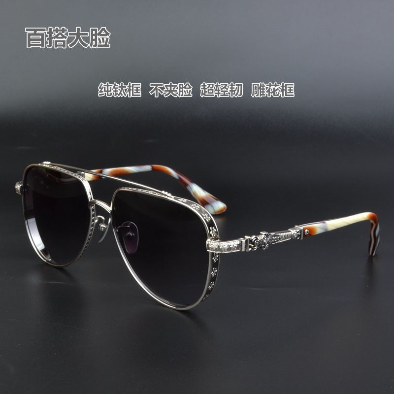 奢华珍藏百搭太阳镜男大脸潮牌复古板材纯钛墨镜女超宽开车黑超