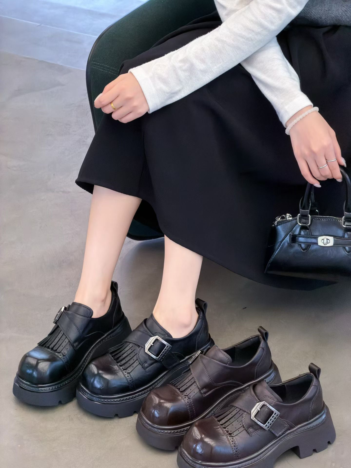 成功鸟2026秋季新款厚底乐福鞋女英伦风小皮鞋百搭增高单鞋小皮鞋图片