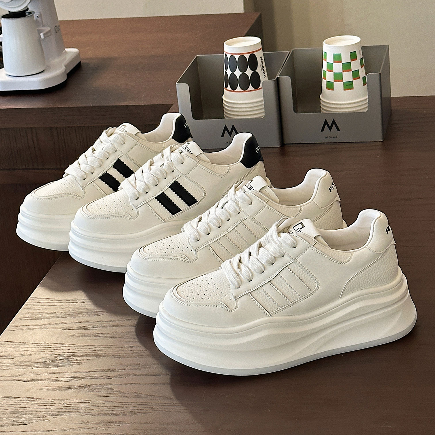 真皮厚底小白鞋爆款时尚百搭增高