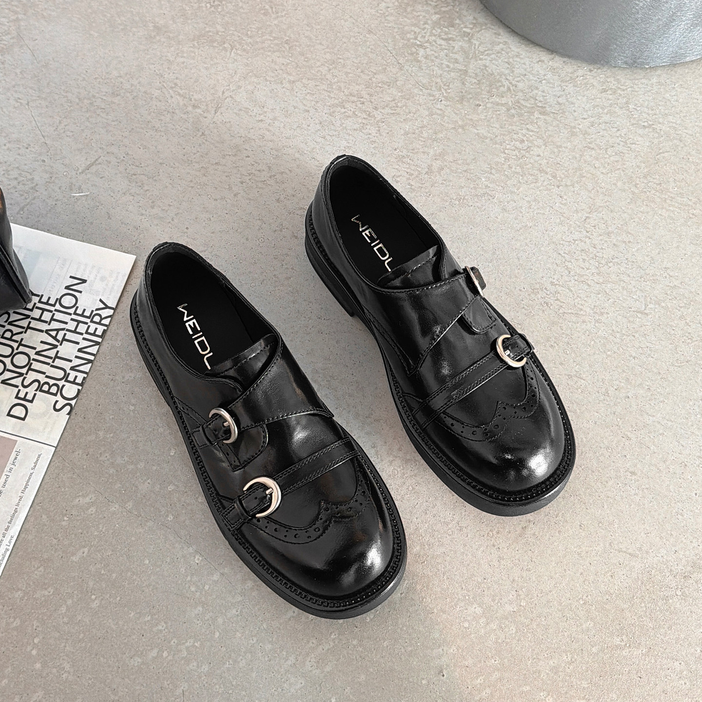 雕花布洛克乐福鞋女2026新款黑色小皮鞋圆头金属扣带复古风德比鞋,女鞋,牛津鞋/布洛克鞋/德比鞋,淘宝优惠券,粉丝福利购,淘宝优惠卷