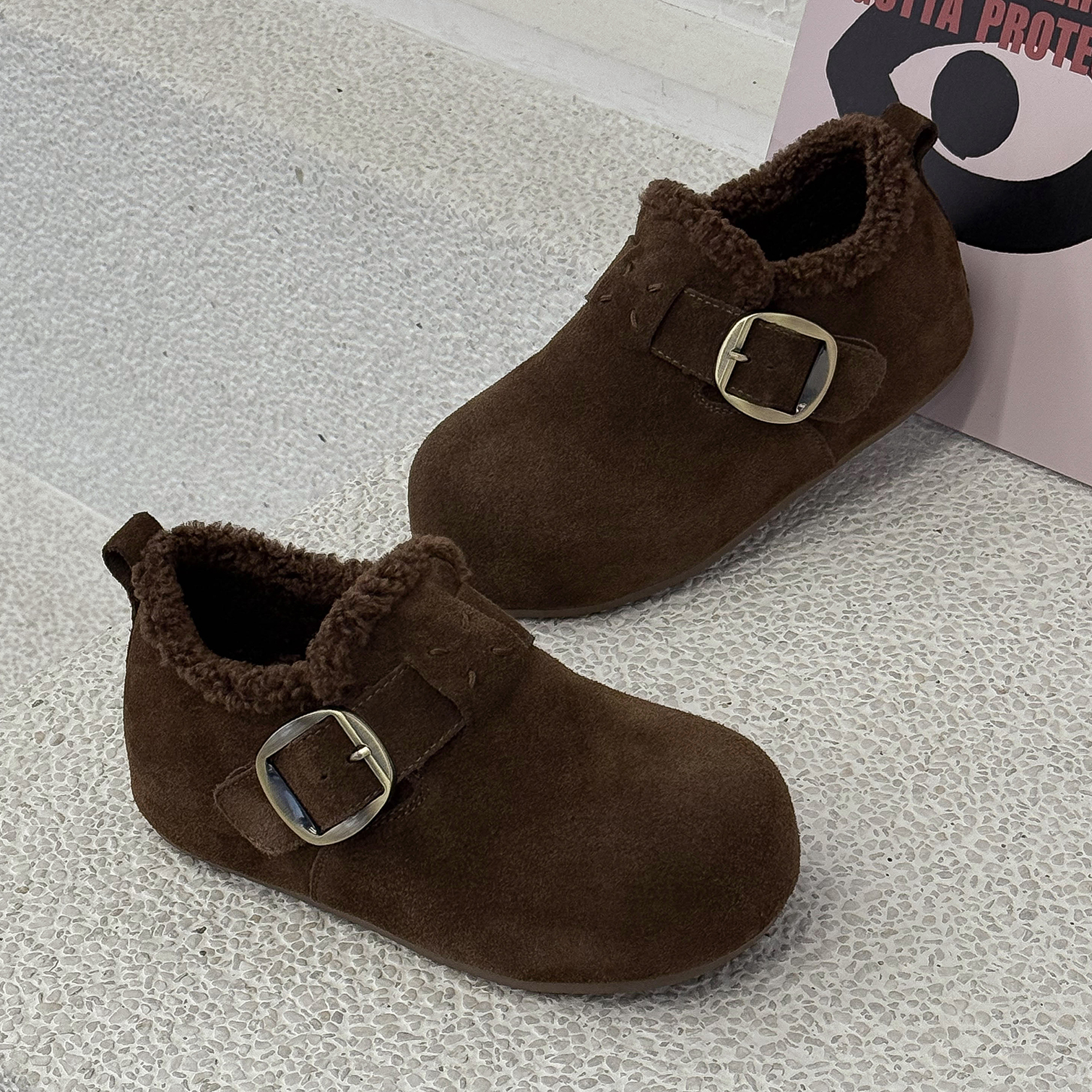 冬加绒加厚一脚蹬小土豆保暖棉鞋