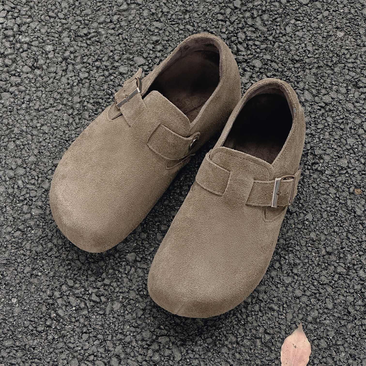 百搭舒适一脚蹬懒人鞋子绒面单鞋