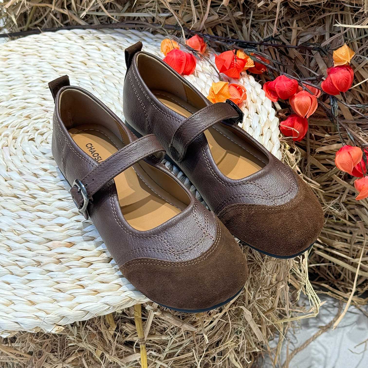 复古棕色玛丽珍鞋文艺森系小皮鞋