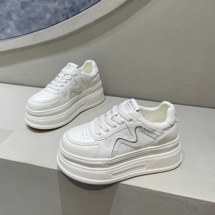 镂空网面透气松糕鞋 7cm小个子增高厚底小白鞋 薄款 夏季 女2026新款