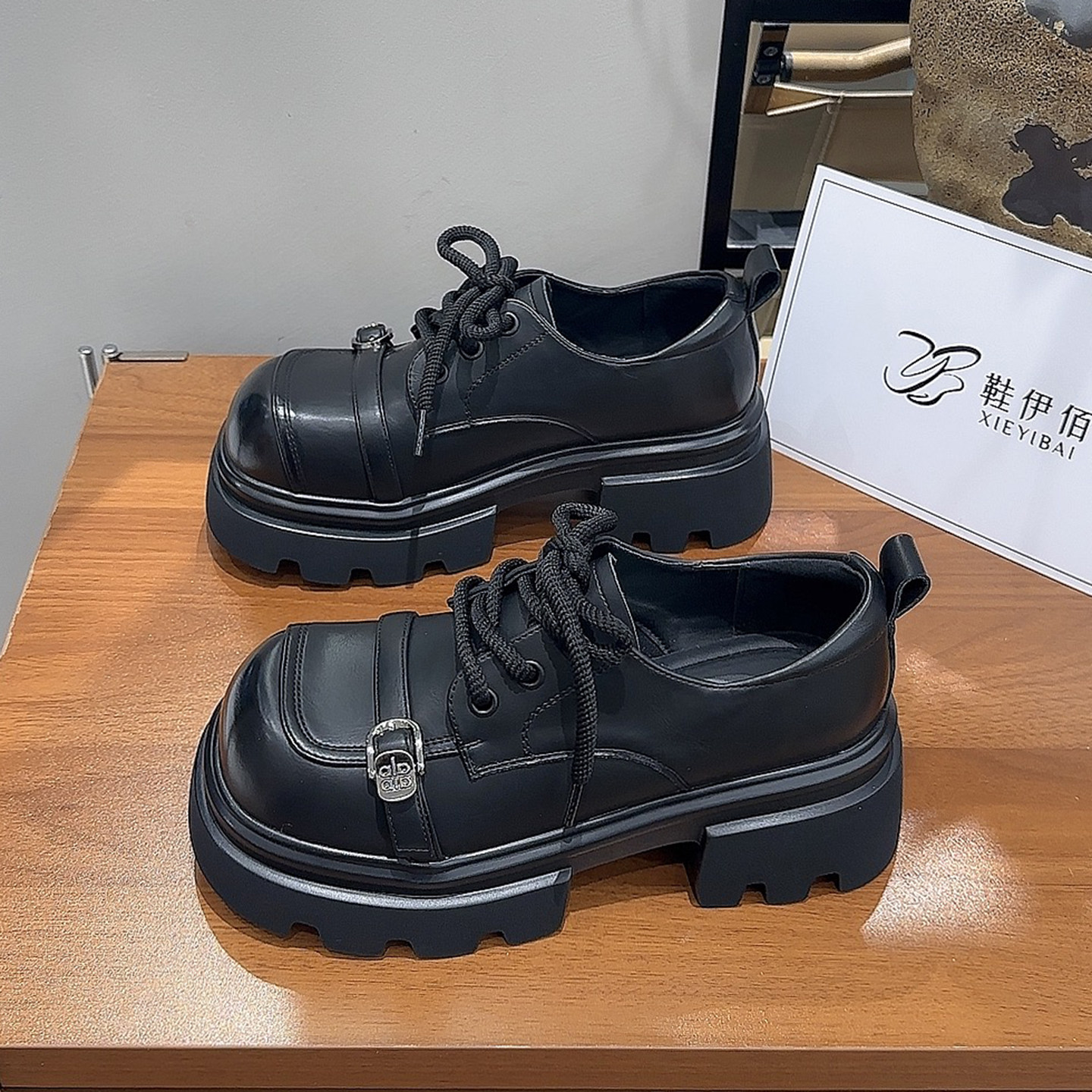 黑色小皮鞋女2026新款增高厚底大头鞋显脚小制服jk单鞋英伦乐福鞋,女鞋,深口单鞋,淘宝优惠券,粉丝福利购,淘宝优惠卷