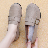 新款 时尚 平底布鞋 春秋女鞋 豆豆舒适百搭透气一脚蹬软底工作妈妈鞋