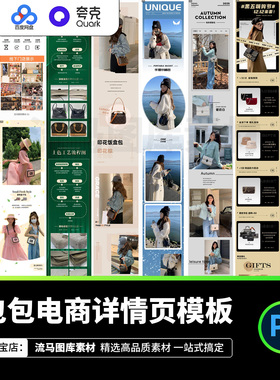 淘宝女士包包简约时尚创意电商详情页模板PSD素材商业设计模板