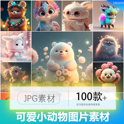 创意可爱小动物真实立体场景小精灵背景桌面头像JPG高清图片素材