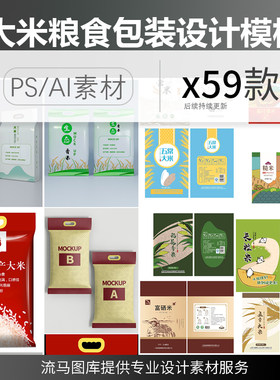 高端时尚大米粮食产品包装设计源文件展示样机PSD素材AI矢量模板