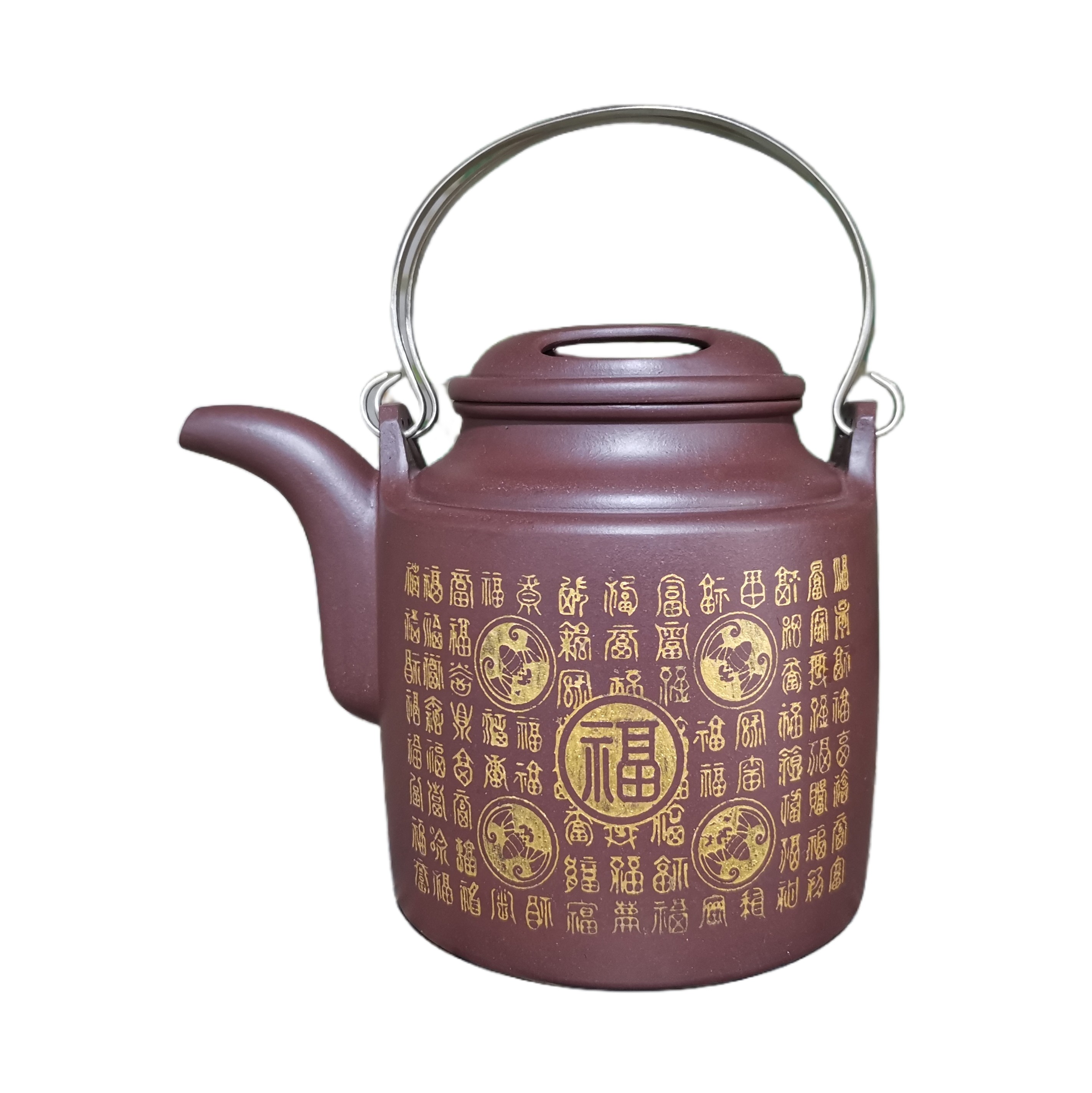 宜兴紫砂壶纯手工大品容量泡茶壶摆件紫泥特大百福洋桶壶800ml