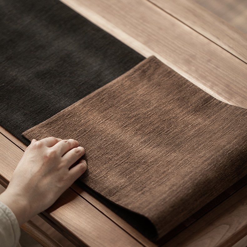 手工老料香云纱茶席双面双色柞蚕丝茶桌垫古朴禅意茶道配件茶壶垫