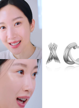 直邮~韩国代购haesool正品 文佳英同款韩版925银耳环 耳钉三色