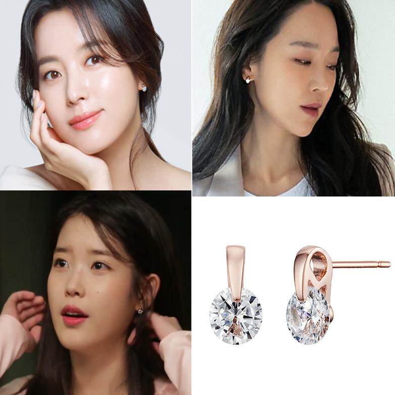 IU 李知恩 韩孝珠 申惠善同款925银镶钻耳钉 耳环 正品韩国代购