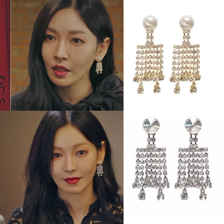 韩国正品 blackmuse代购 韩剧顶楼 金素妍同款镶钻珍珠耳环 耳饰