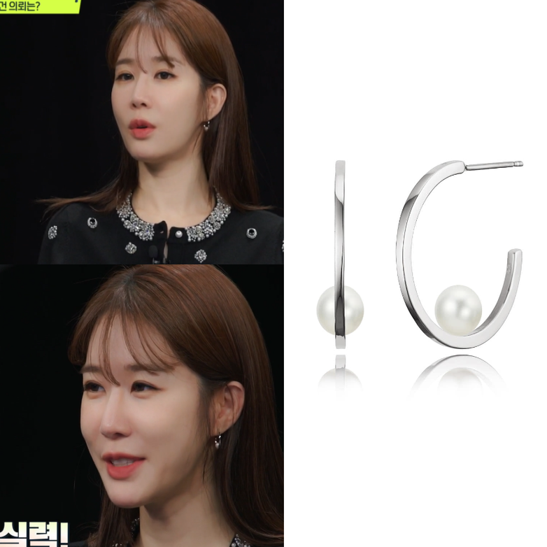 直邮~刘仁娜同款 韩国代购HAESOO.L正品 半圆925银珍珠耳圈 耳环