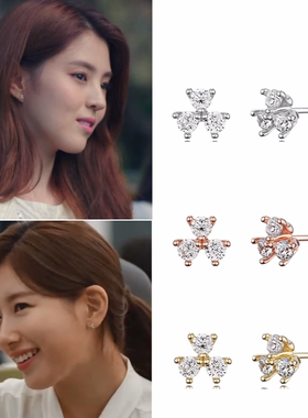 韩剧夫妻的世界 韩素希同款 韩国代购 haesool正品 镶钻耳钉 耳环