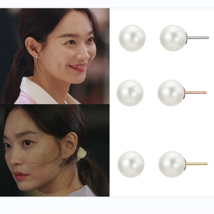 韩国代购HAESOOL正品 韩剧海岸村恰恰恰 申敏儿同款珍珠耳环 耳钉