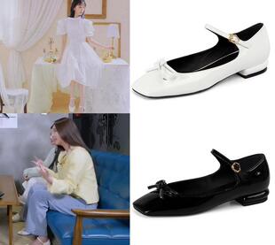 韩国代购 Rachel Cox正品 IZ*ONE 金玟莹同款扣带粗低跟平底鞋