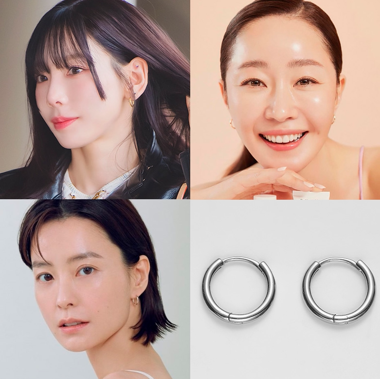 直邮~金泰妍 郑裕美 严智苑同款简约圆环耳环 耳圈 正品韩国代购