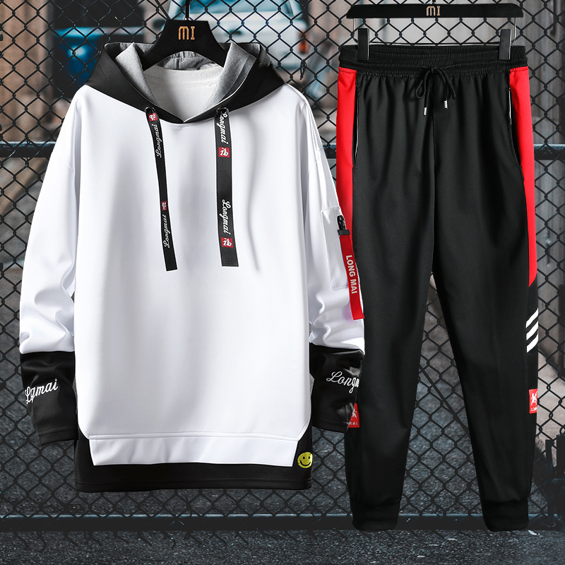 Spring student sports two piece youth long sleeve hooded casual sports sweater suit men's wear