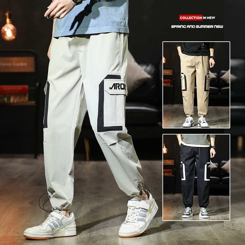 Spring sports pants men's legging trend Korean ins loose casual versatile Capris men's pants