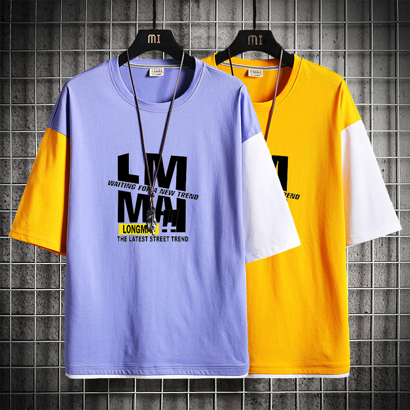 夏季純棉短袖恤男潮流帥氣寬鬆五分袖上衣男