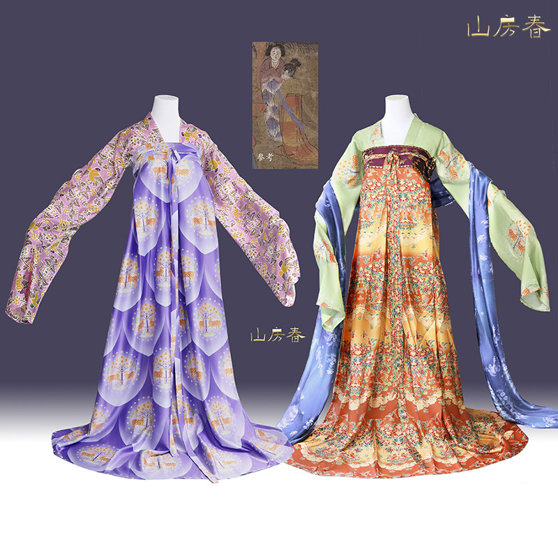 【复原大英博物馆绢画汉服】山房春唐风闺蜜汉服对襟衫子齐胸裥裙