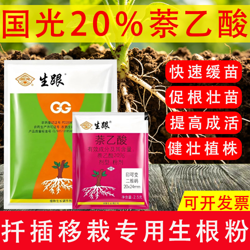 国光生跟20%萘乙酸生根粉移栽苗木扦插提高成活促根壮苗生根剂