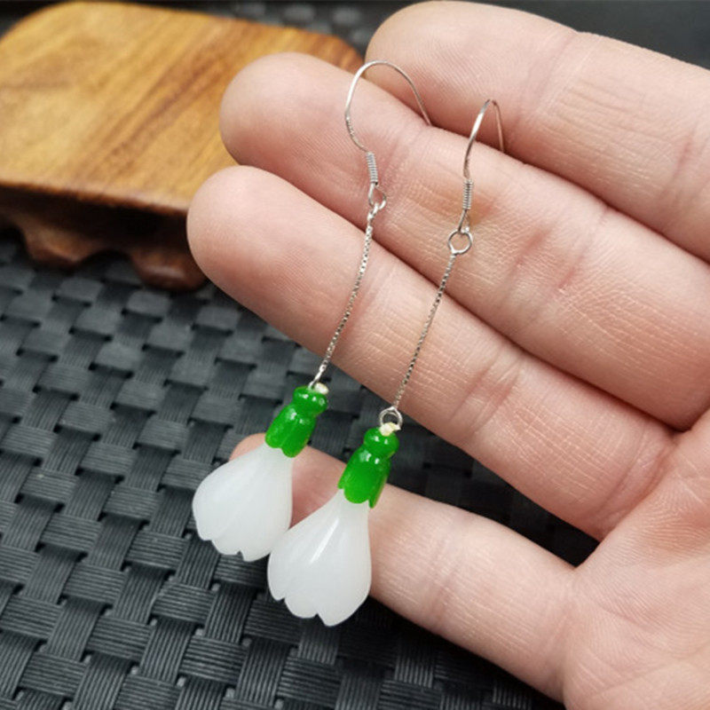 925银耳坠天然玉石a货新疆和田白玉兰花耳坠百搭白玉兰花耳环,珠宝/钻石/翡翠,耳饰,淘宝优惠券,粉丝福利购,淘宝优惠卷