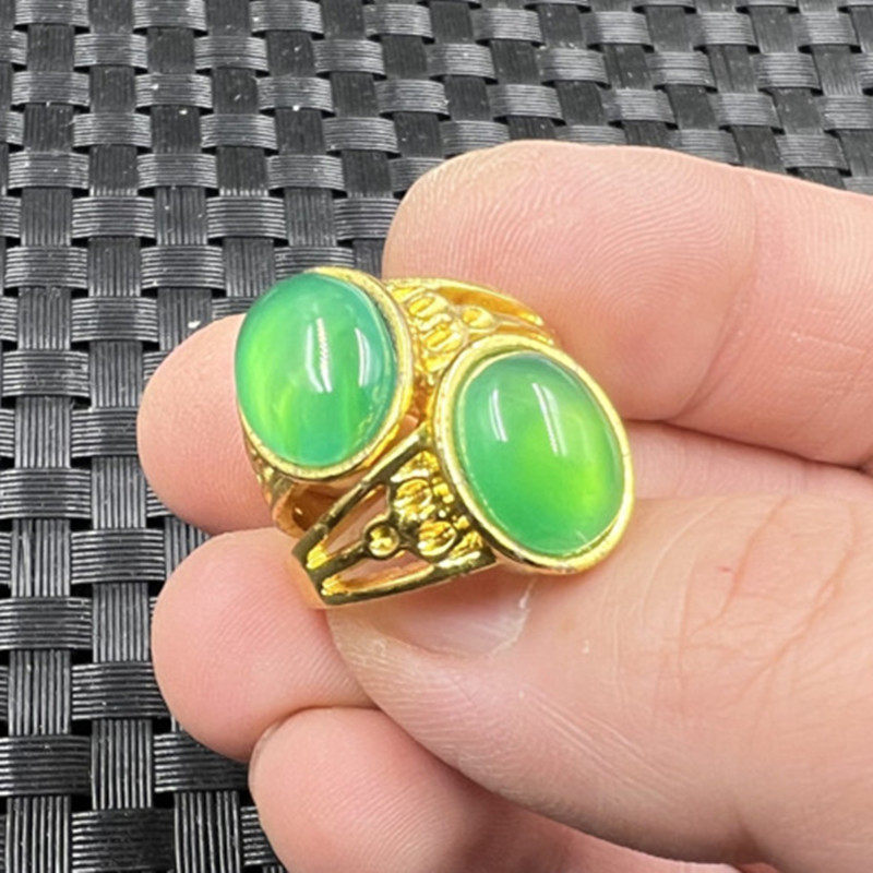 冰种绿玉髓蛋形玉石戒指碧绿色玉髓椭圆戒指男女同款玉指环,珠宝/钻石/翡翠,手饰,淘宝优惠券,粉丝福利购,淘宝优惠卷