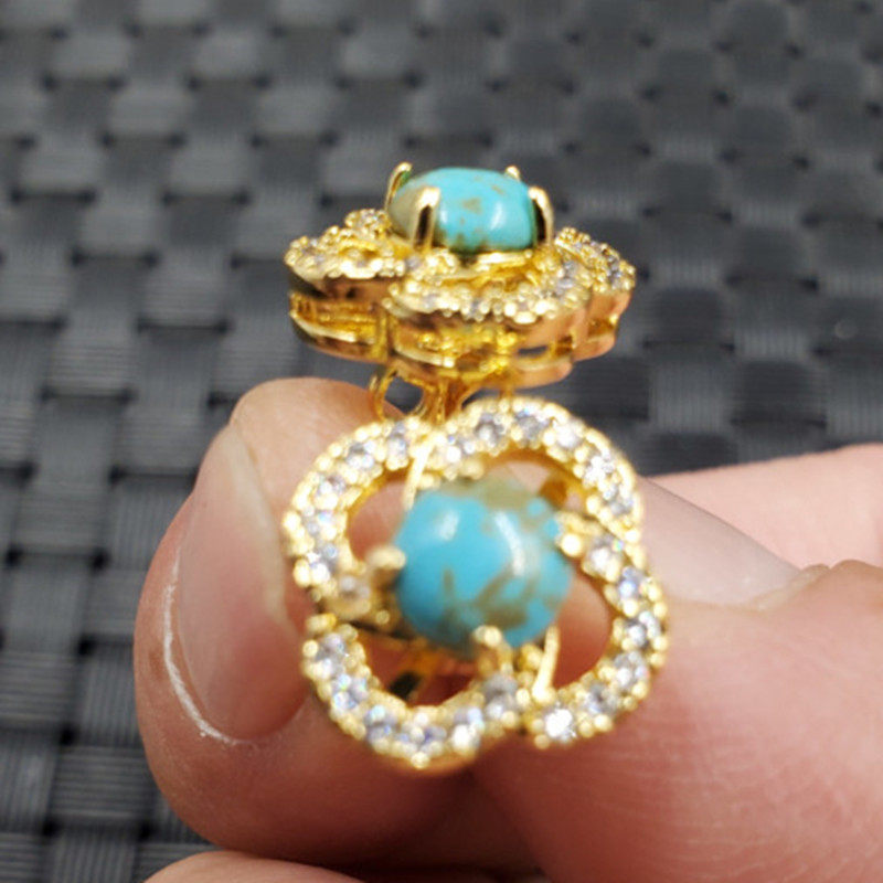 新款优化绿松石圆珠耳钉绿松石镶钻耳钉饰品耳环耳饰耳坠,珠宝/钻石/翡翠,耳饰,淘宝优惠券,粉丝福利购,淘宝优惠卷