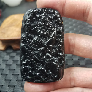 新款天然玉石新疆墨玉钟馗挂件墨绿蛇纹石玉钟馗吊坠玉牌子玉坠